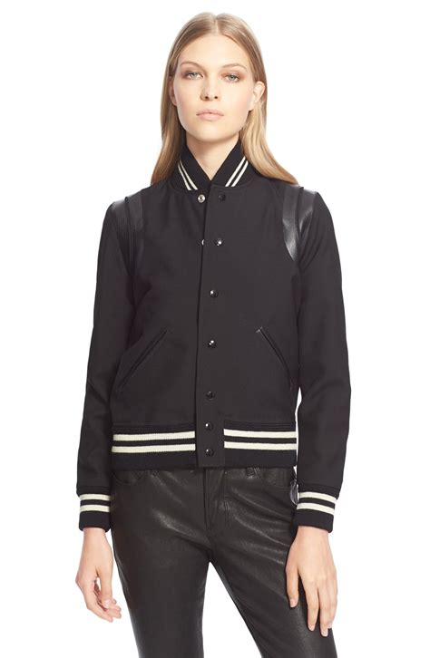 ysl bomber leather|saint laurent teddy jacket.